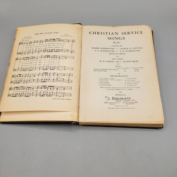 1938 Christian Service Songs Hymnal Hardcover Book Religious Music Songbook - Picture 6 of 11